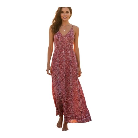 Dalia Floral Maxi Dress Pink Coral Long Tall Small/Medium size 6 Relaxed Fit - Picture 1 of 13